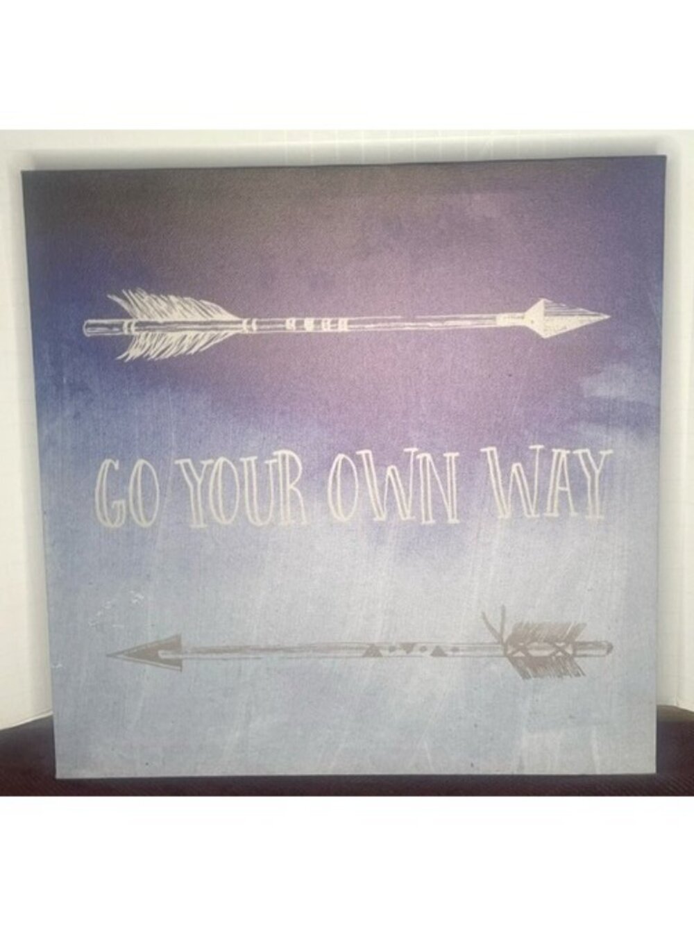 Go Your Own Way Canvas Wall Art White Blue Arrow 12x12 Home Inspirational Quote - Picture 2 of 6